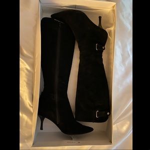 Nine West Black Suede Long Boots 👢 Size 5.5